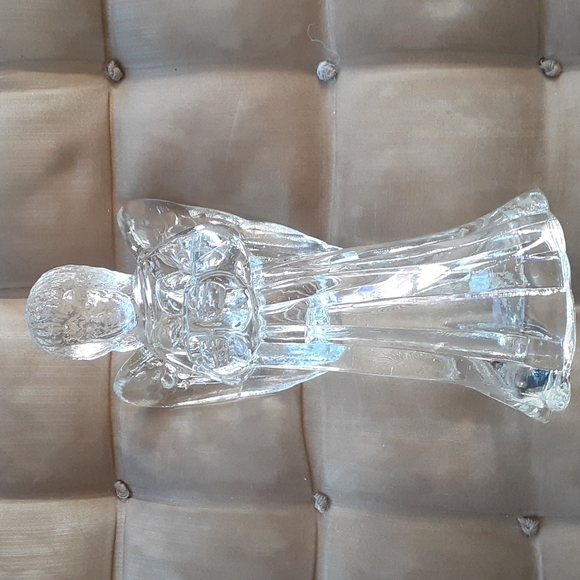 Vintage heavy pressed glass angel candle holder. - Picture 1 of 6